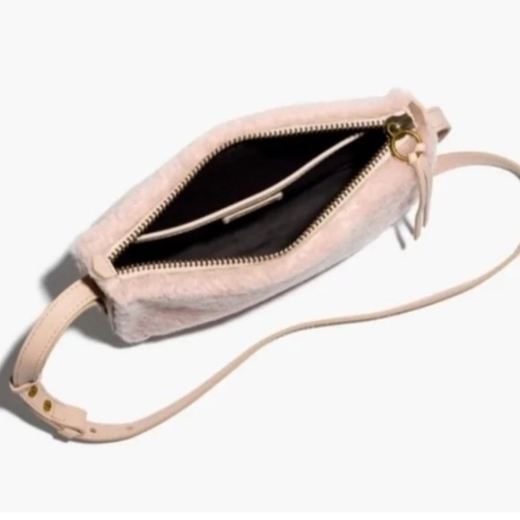 MADEWELL Blush Avalon Pink Shearling Sherpa Leather Crossbody Bag Purse - Picture 10 of 13